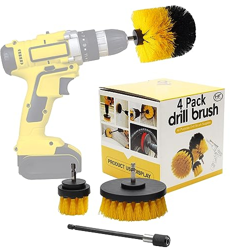 Home Fair Drill Brush 4-Piece Set Cleaning Brush Power Scrubber Grout Cleaner Cleaning Brushes All Purpose Electric Cleaning Brush Electric Scrubber Shower Cleaning Brush Tile Bathroom Kitchen