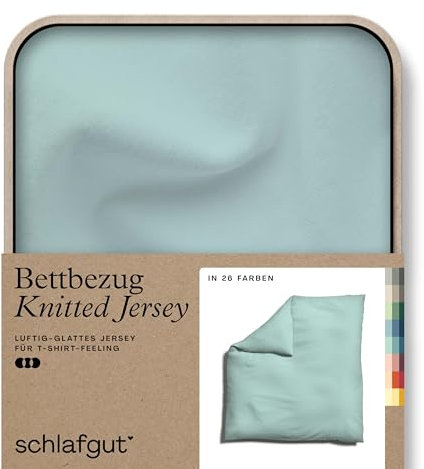 schlafgut Knitted Jersey Bettwäsche 135x200cm Bettdecke Bezug einzeln, Multicolor Uni, weich und faltenfrei mit Elasthan (Petrol Mid, 200x200)