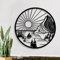 DUOOLN Decorazione da parete in metallo, con scena di montagna, astratta, minimalista, rustica, decorazione da parete per avventura e giardino da appendere (nero, 28 cm)