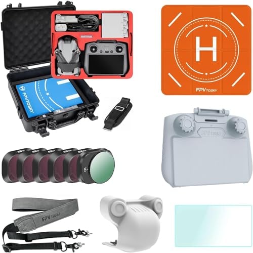 FPVtosky Mini 4 Pro Kit di accessori 7 in 1, custodia a doppio strato Mini 4 Pro, set di filtri ND, tappetino di atterraggio, cordino, pellicola proteggi schermo, copertura parasole per DJI Min 4 Pro