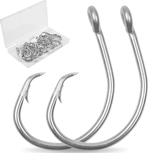 SILANON Circle Hooks Saltwater Fishing Hooks,35pcs Inline Wide Gap Circle Hooks Catfish Hooks Stainless Steel Big Game Fishing Hooks for Tuna Bass Bluegill Saltwater Freshwater 5/0-10/0