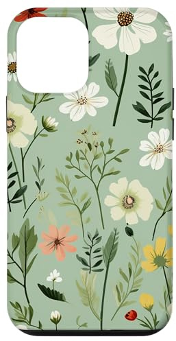 Sage Green Flower Wildflower Pattern Floral Case for iPhone 12 mini