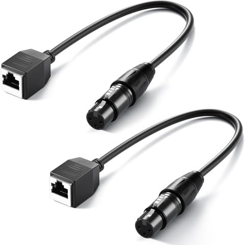 NEEWER Cavo DMX da 3 Pin XLR Femmina a RJ45 Femmina, 2pz, Adattatore da RJ45 a XLR 5 Pin Connettore XLR Solo per Tubo Luce RGB TL60 NEEWER e Controller di Illuminazione Console DMX512, 35cm, NC008