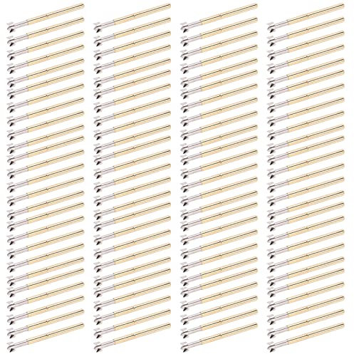 100 Stück Pogo-Pin, 4 Krallen, Pflaumen-Pogo-Pin, Pogo-Sondenstift, Federbelasteter Test-Pogo-Sondenstift, Kopftyp: Messingmaterial, Federprüfstifte