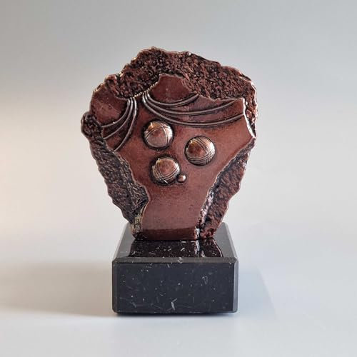 eberin · Metall-Pokal für Boulespieler*innen · Boule · Bosseln · Petanque · Boccia Metall Trophäe Boulekugeln/Zielkugel auf Marmor schwarz · Pokal in 4 Farben erhältlich · (Kupfer)