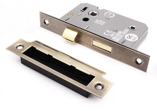 EAI Mortice Bathroom Lock | 61x44mm | Antique Brass - Pack of 1