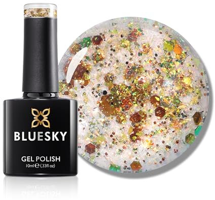 Bluesky Gel Nail Polish 10ml, Golden Glow - SPZ12, Gold Gel Nail Polish for 21 Day Manicure, Professional, Salon & Home Use, Requires Curing Under LED UV Nail Lamp