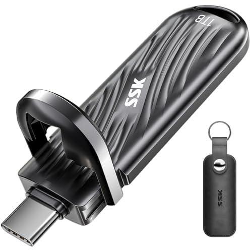 SSK USB 1TB Externe SSD mit bis zu 2000 MB/s, Typ-c Externe Festplatte Solid State Laufwerke USB 3.2 Gen 2X2 Memory Stick für iPhone15/16 Pro ProRes Mac/WTG/Android, Zinklegierung