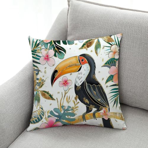 Kissenhülle 45X45 Papagei Outdoor Kissen Mit Unsichtbarer Reißverschluss,Samt, Kurzer Plüsch Sofakissen Dekorativ Zierkissenbezüge Waschbare Langlebig Kopfkissenbezug,Dekokissen Hüllen