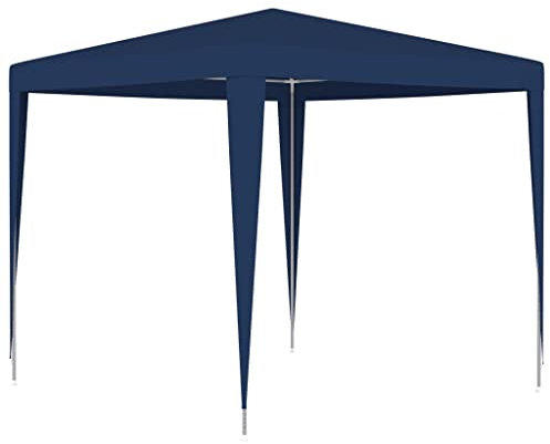 Manuell einziehbares Markisen-Partyzelt mit Pfosten, 2,5 x 2,5 m, blaues Sonnendach
