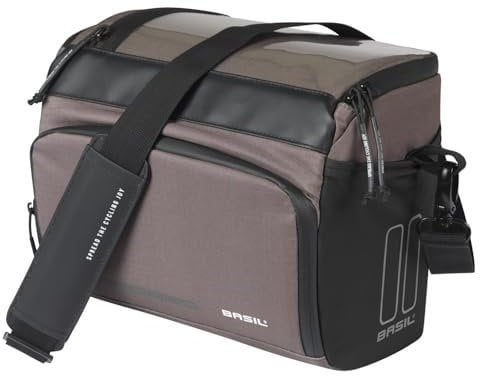 Basil Move Lenkertasche – KF – 7–8 Liter – Braun – recyceltes Polyester – inkl. Adapterplatte