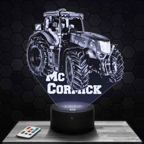 Lampephoto.fr - Lampe 3D Tracteur Mcc.Décoration Collection Miniature 1 32. Idée Cadeau Homme Femme, Objet Tracteur Agricole, Veilleuse LED, Agriculteur, Idée Cadeau Agriculteur, Effet Hologramme