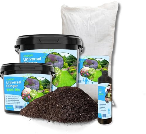 Rodopi Bio-Universaldünger Granulat – 3 Monate Langzeitwirkung – 100% pflanzlich & tierfrei – Organischer NPK-Dünger 7-3-8 mit Eisen – Für Gemüse, Zierpflanzen & Garten 20kg