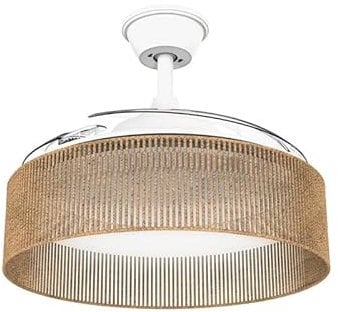Mellerware - Ventilador de Techo con Luz y Lámpara de cuerda Brizy Bright Rattan | 40 W | 6 Velocidades | 3 Aspas 106 de Diámetro | Ultra Silencioso | Función Verano-Invierno | Temporizador | LED