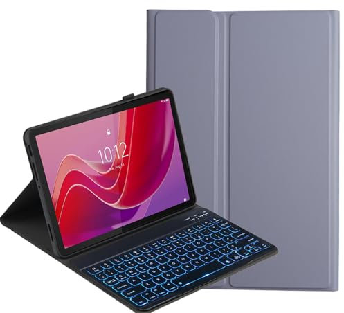 YKWXSC Funda Teclado para Lenovo Yoga Tab Plus 12,7 Pulgada 2025, 7 Colores Iluminado QWERTY Teclado Magnético Inalámbrico para Lenovo Yoga Tab Plus 12,7 Pulgada 2025, Morado