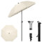 Laneetal Sonnenschirm Balkon, Balkonschirm knickbar φ135cm, Sonnenschutz UV 50+, mit Sonnenschirmhülle, für Balkon Terrasse Garten, Beige