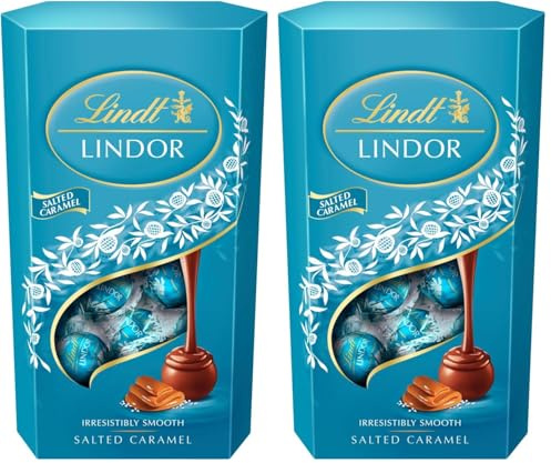 Lindt LINDOR Salted Caramel Chocolate Truffles Box - approx. 48 Balls, 600g - Perfect for Sharing and Gifting - Chocolate Balls with a Smooth Melting Filling (Pack of 2)