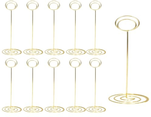 Tischkartenhalter – 12 Stück 8,5 cm Tischkartenhalter, Tischnummernhalter, Tischbilderständer, Draht-Fotohalter für Tischkarten, Hochzeit, Party, Büro, Schreibtisch, Namen, Memo, Menü-Clips – Gold
