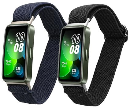 kwmobile Nylon Smartwatch Strap Compatible with Huawei Band 10/9 / 8 Strap - 2x Fitness Tracker Replacement Wristband with Clasp
