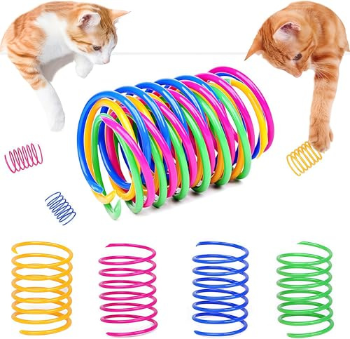 Grantop 32 Stück Katze Spielzeug, Buntes kreatives Kunststoff Spiralfedern Spirale,Spielzeug Neuheit Haustiere Bunte Spiralfedern Spring Spirale für Katze (32 Stück)