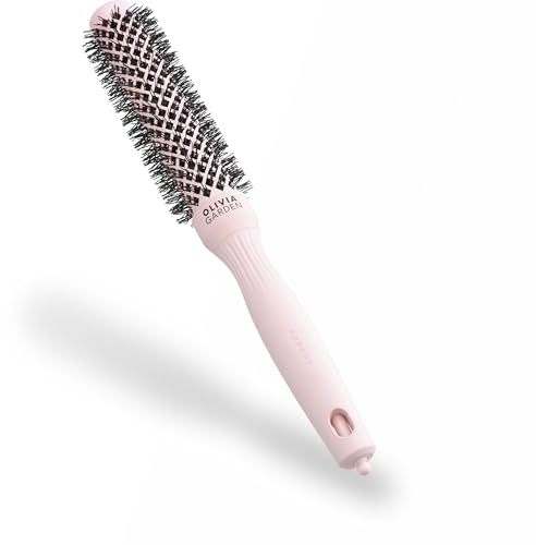 Olivia Garden Expert Blowout Speed – Rose pastel - 25 - Brosse ronde en céramique avec un barrilet extra long pour des brushings 25% plus rapides