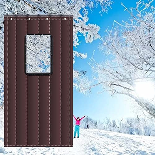 Tenda termica per porta d'ingresso, resistente, impermeabile e antivento, per riduzione del rumore, protezione dal freddo, in pelle PU, 110 x 210 cm
