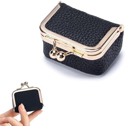 SHOFUL Mini Schmuckkästchen aus echtem Leder im Vintage Stil, schwarz