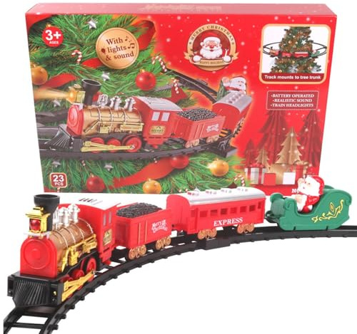 Weihnachtszug-Set – Holzeisenbahn-Set, Weihnachtszüge Modell Geschenke Weihnachtsbaum Musik Lokomotiv-Sets | für Wohnzimmer, Schlafzimmer, Spielzimmer, Kamin, Kaminsims, Bar, Einkaufszentrum, Urlaub