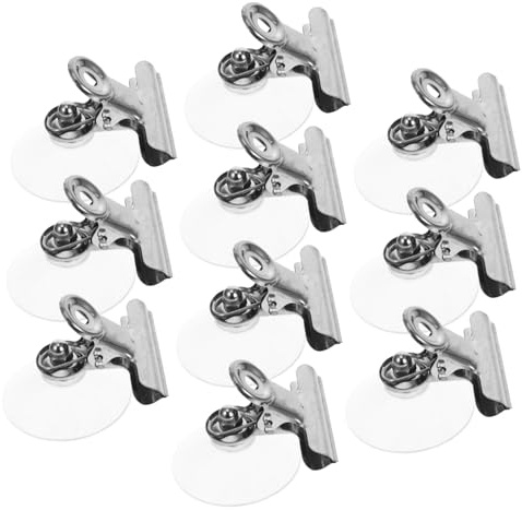 10 Stück Saugnapfclips aus Eisen und PVC mit Clip für Auto, Büro | Werkzeuglose Montage ohne Bohren, Wiederverwendbare Haftung, für Glas, Rezepte und Saisonale Dekoration