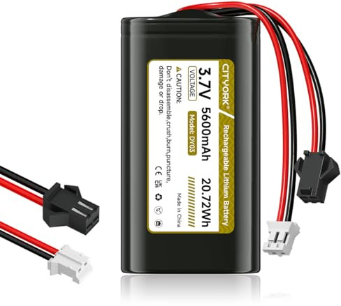 3,7V/5600mAh Li-Ion PH2.0/2P Akku Wiederaufladbar mit JST2.0 PH Stecker, für LED Licht, Bluetooth Lautsprecher, Spielzeug,Elektronik (Bitte überprüfen Sie vor dem Kauf Polarität von Gerät und Stecker)