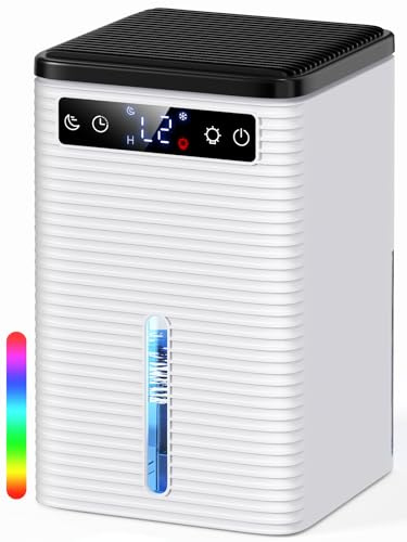 2,5L Luftentfeuchter, leiser Luftentfeuchter, 2–12 Stunden-Timer, automatische Abschaltung, 7 Lichtfarben, ideal für Schlafzimmer und Badezimmer(650ML/24H)