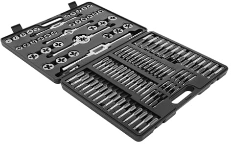 Professioneller Gewindeschneider Set 110-tlg. M2-M18 Metrisch Außen- und Innengewinde mit Twist-Lock-Führungsdesign und schwarzem Kunststoffkoffer