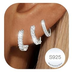 Halora 3 Paare Creolen Silber 925 Set für Damen Hypoallergen 14K Gold Ohrringe Creolen Stacks Leichte Ohrringe Hoops Schmuck Geschenke für Mädchen