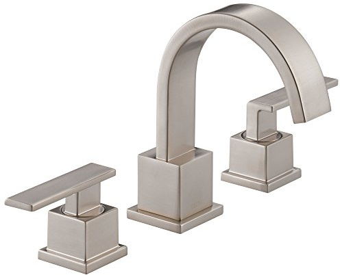 Delta Faucet Vero Widespread Bathroom Faucet 3 Hole, Brushed Nickel Bathroom Faucet, Bathroom Sink Faucet, 2 Handle Bathroom Faucet, Bath Faucet, Metal Drain Assembly, Stainless 3553LF-SS