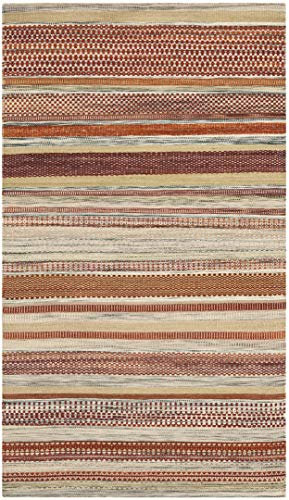 SAFAVIEH Striped Kilim Collection 2'6 x 4' Beige STK311A Handmade Flatweave Wool Accent Rug