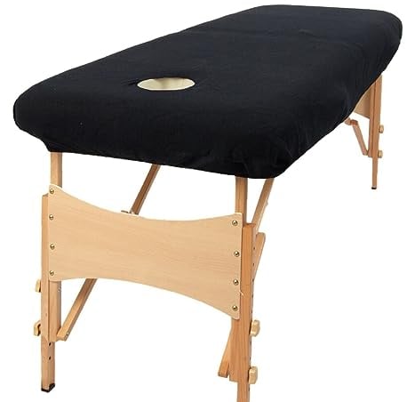 aztex Copertura protettiva per lettino da massaggio classico, adatta per saloni, spa e terapisti, con o senza foro per il viso, nera - con foro per il viso