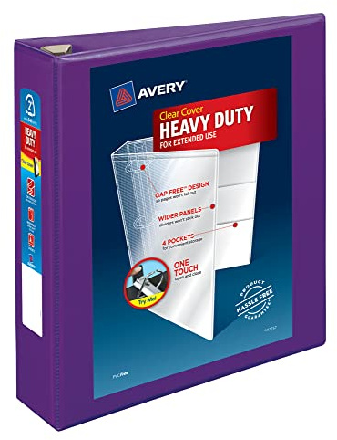 Avery Heavy-Duty View 3 Ring Binder, 2 One Touch EZD Rings, 540-Sheet Capacity, 2.8 Inch Wide Spine, Great for Home, School Supplies, Office, or Organization Needs, 1 Purple Binder (79777)