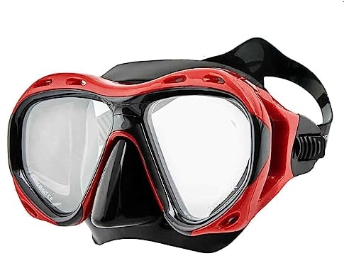 SPORTASTISCH Taucherbrille mit Nase „Redfish“ Anti-Fog Tauchmaske mit Panoramablick gehärtetes Glas Erwachsene Kinder 10 Jahre Tauchen Schnorcheln
