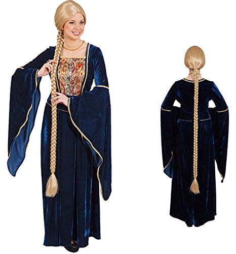 NET TOYS Blonde Zopfperücke Perücke Rapunzel Mittelalterperücke Langhaarperücke geflochten Damenperücke mit Zopf, Einheitsgröße, Kunsthaar
