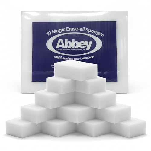 Abbey 20 White Magic Eraser Sponge for Cleaning – Cleaning Melamine Sponges for Stain & Mark Removal – Magic Eraser Sponge for Walls, Kitchens, Bathrooms, Paint Eraser -Dust Sponge 9.9x6x2.5cm