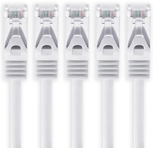 1aTTack.de 3,0 m - blanc - 5 pièces câble réseau CAT.7 câble patch Sftp (câble brut) (SET) 10000Mbit/s - 500 MHz assemblé avec 2 fiches RJ45 Cat6a