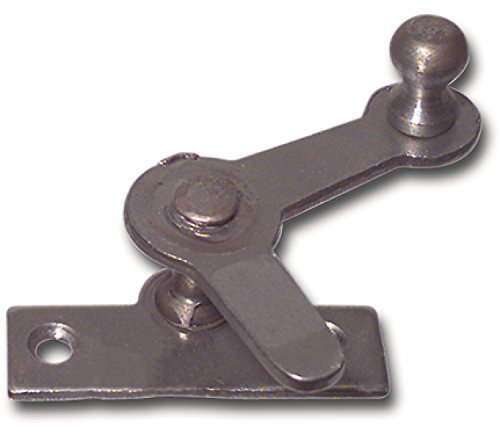 Zungenreiber mit Eisenknopf auf eckiger, austr. Platte, Stahl blank, 15 mm, Rechts | Fensterverschluss