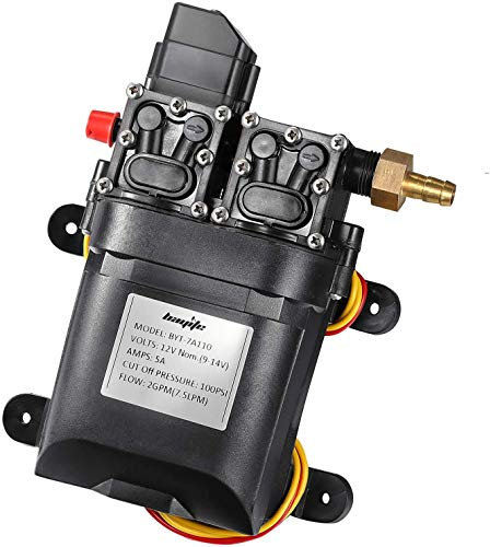 bayite Bomba de agua dulce de 12 V CC, 7,5 l/min, 2 GPM, 100 PSI, 12 voltios, bomba pulverizadora autocebante con interruptor de presión para RV, cámper, barco marino