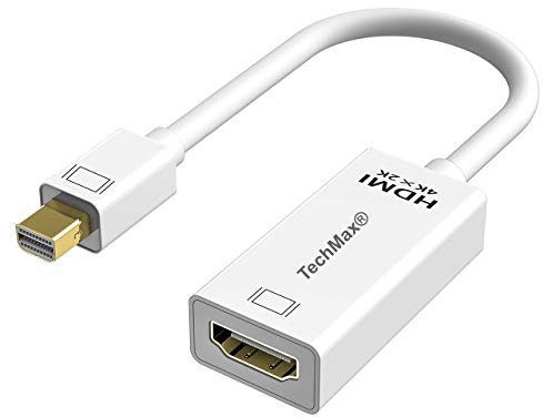 TechMax® Active Gold Platted Mini DisplayPort to HDMI Adapter Thunderbolt to HDMI Male to Female Adapter for MacBook Air, iMac, MacBook Pro, Surface Pro 3/4/5, ThinkPad P71/ThinkPad T570 - White