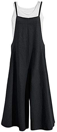 Donna Lino Salopette Gamba Larga Tuta Jumpsuit Incinti Tutina Intere Pantaloni maternità Oversize Tuta Romper Nero XL