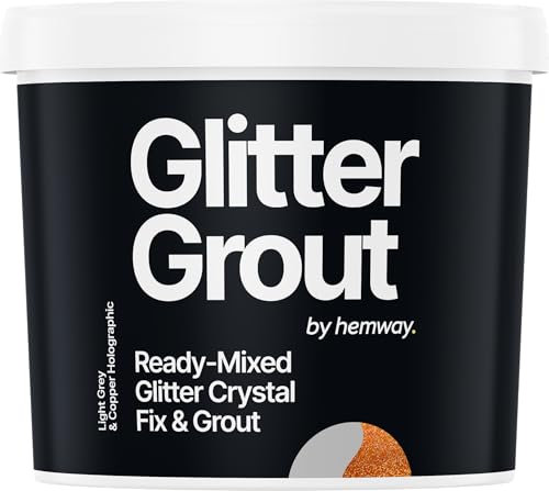 Hemway 2.5 L / 4.5 kg Copper Holographic Glitter with Light Grey Grout | Ready Mixed & Easy to Use | Suitable for Kitchen, Bathroom & Flooring | Waterproof & Mould Resistant | Non-Toxic & Cruelty Free