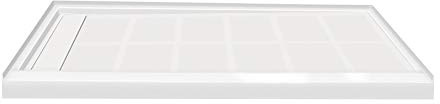 Transolid FL6030L-31 Linear 60-in W x 30-in L Rectangular Alcove Concealed End Drain Shower Base with Left Hand Drain, White
