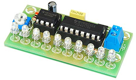 ArliKits AR193/B LED Lichteffekt Lauflicht - blau Löt-Bausatz zum Lernen Knight Rider Effekt mit Trimmpotentiometer, Grün