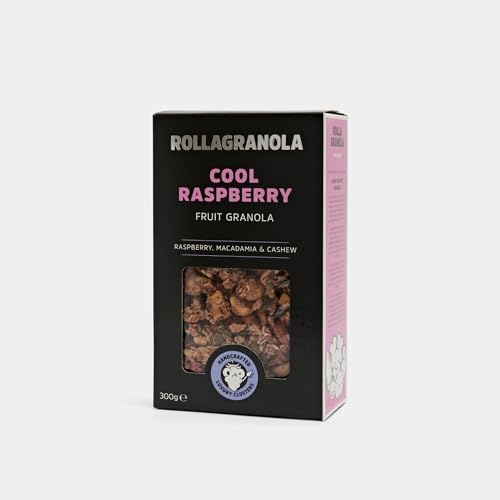 Rollagranola - Cool Raspberry - Fruit Granola, 6 x 300g Pack - Fresh Raspberries & Macadamia Nuts. Crunchy Clusters, Vegan, Gluten & Cereal Free With No Added Sugar. Handcrafted In The UK (6 x 300g)