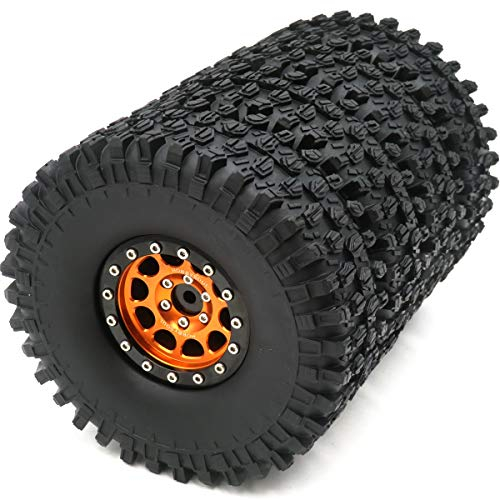 4 STK RC 1.9 Super Swamper Crawler Reifen höhe 120mm & Aluminium Alloy 1.9 Beadlock Rad Felge Sechskant 12mm